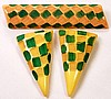 BP188 corn/green bakelite bar pin/dress clip pair